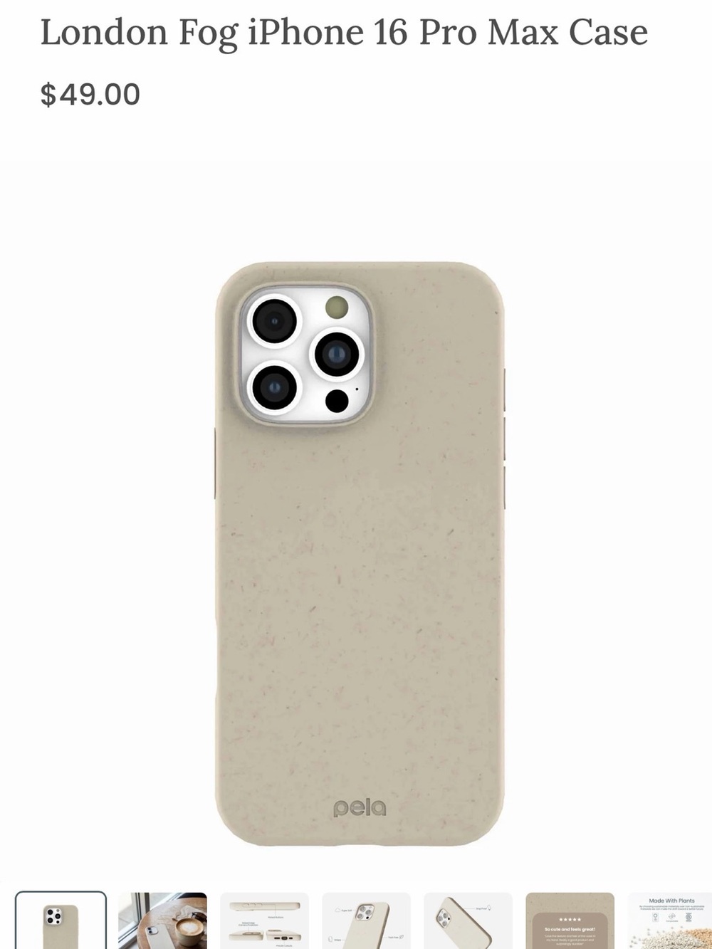 Pela Compostable Case for iPhone 16 Pro Max